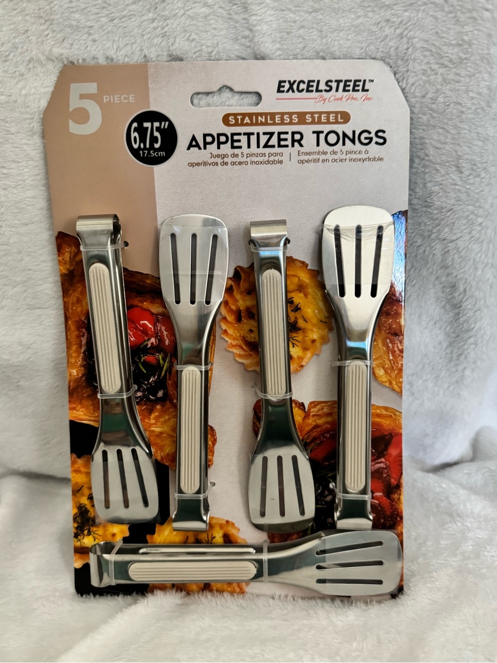 Stainless Steel 5-Piece Silver Appetizer Tongs Set, 6.75"